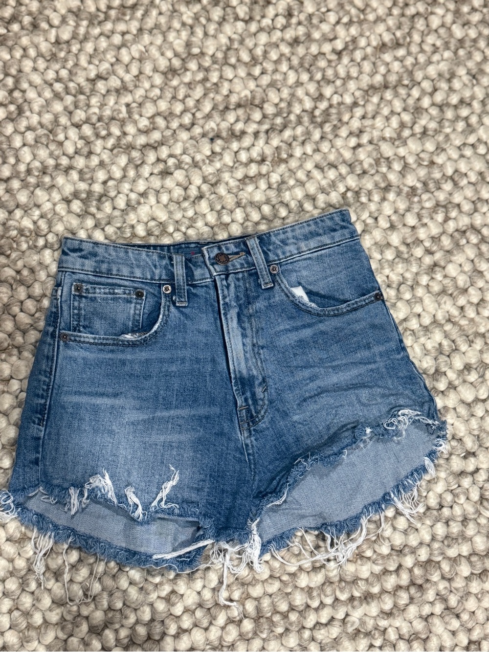Lucky Brand High-Waist Distressed Denim Shorts - Blue